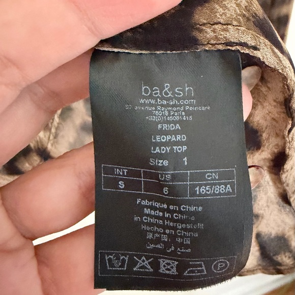 ba&sh Animal Print leopard ruffle mock neck blouse 1 - Picture 9 of 9